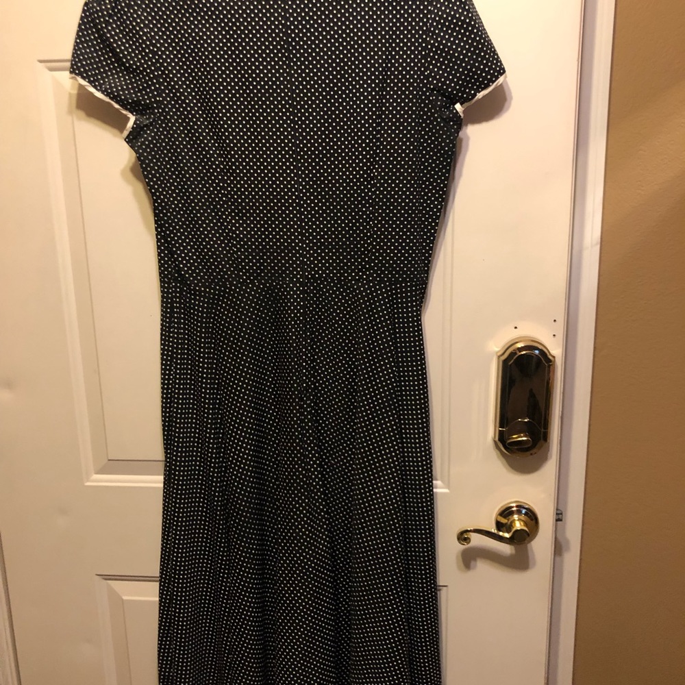 Pinup style black polka dot swing dress